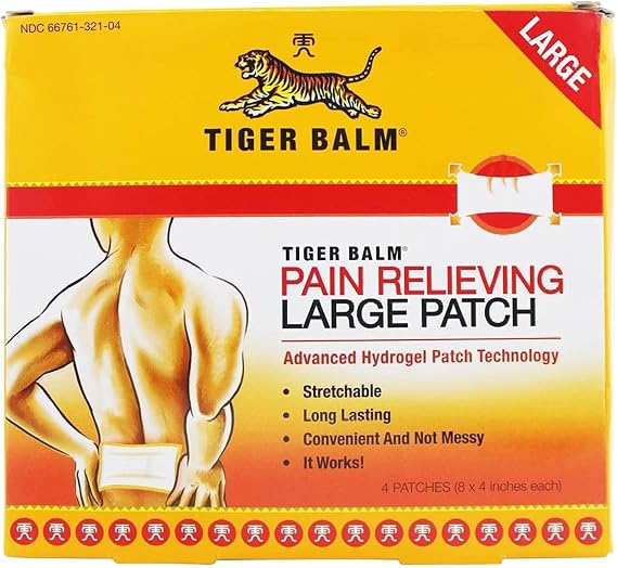 Tiger Balm Pain Relieving Patch Large, 4 Count (Pack of 6)