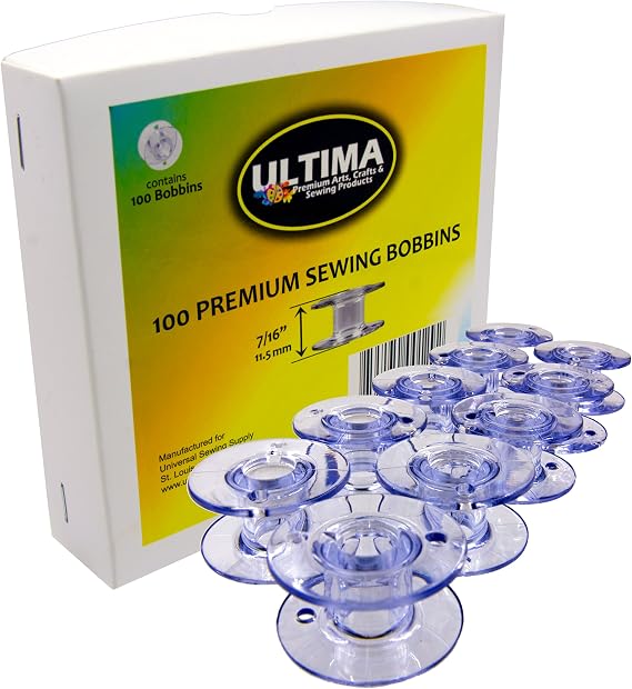 Ultima Premium Sewing Machine Bobbins - Style SA-156 Bobbins for Brother, Singer, Babylock, Janome, Kenmore & Other Sewing Machines (100 Bobbins)