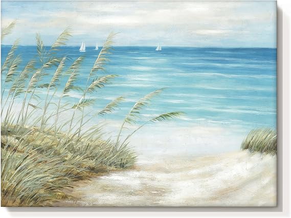 Coastal Beach Canvas Wall Art Ocean Picture Seascape Decor 16x11 Inch