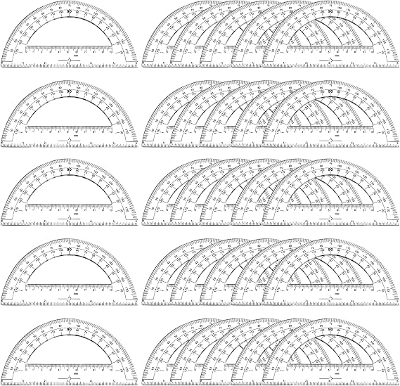 30PCS Clear Plastic Student Math Protractor 6-Inch Long 180 Degree for Angle Measurement