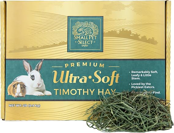 Small Pet Select Premium Ultra Soft Timothy Hay, Rabbits, 2 lb | Soft Premium Leafy Strands, Grown in USA, For Guinea Pigs, Chinchillas, Bunnies, Hamsters & Small Pets