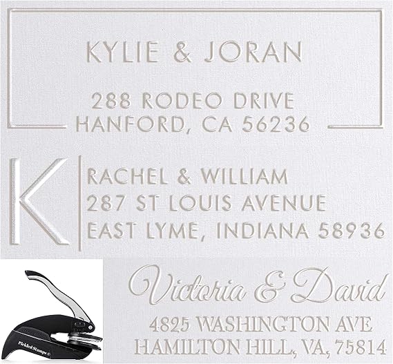 Address Embosser Seal Stamp Personalized Customized Rectangle 2" x 1" Wedding Invitation