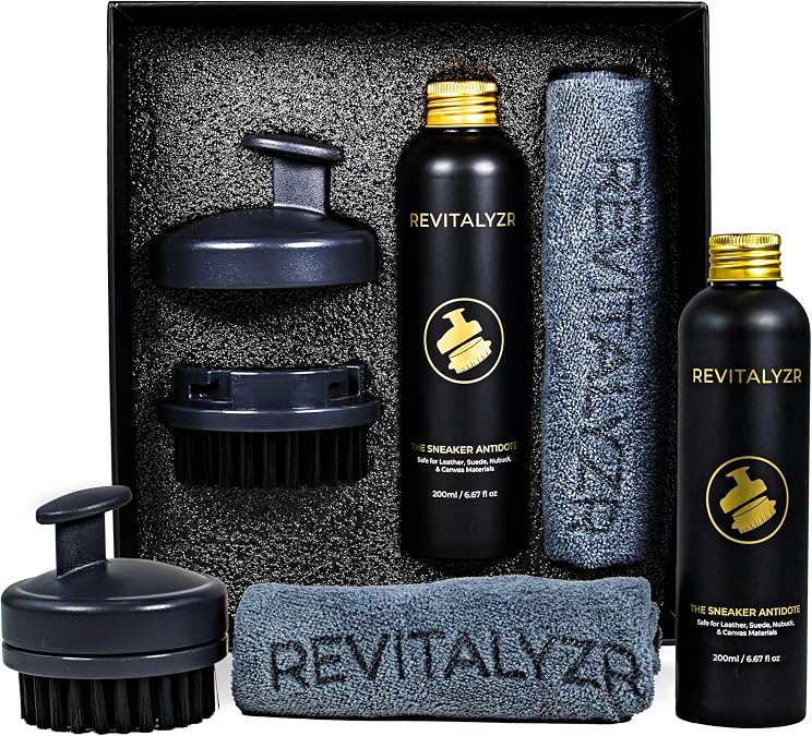 Premium Shoe Cleaning Kit Sneaker Cleaner for Leather, Suede, Nubuck, Canvas Includes 200ml Cleaning Solution, Ergonomic Brush, Microfiber Cloth