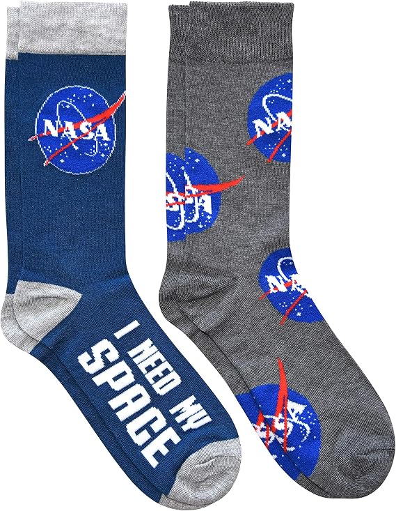 Hyp NASA Logos I Need My Space Men's Crew Socks 2 Pair Pack