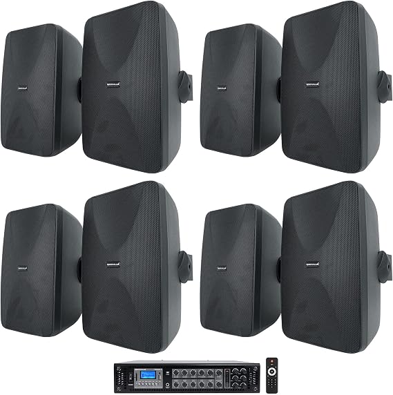 Rockville RCS350-6 6-Zone 70V Commercial Amp with 8 WET-6525B Speakers