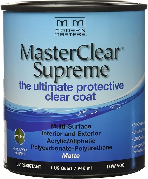 Modern Masters MasterClear Supreme Matte Clear Water-Based Protective Coating 1 qt