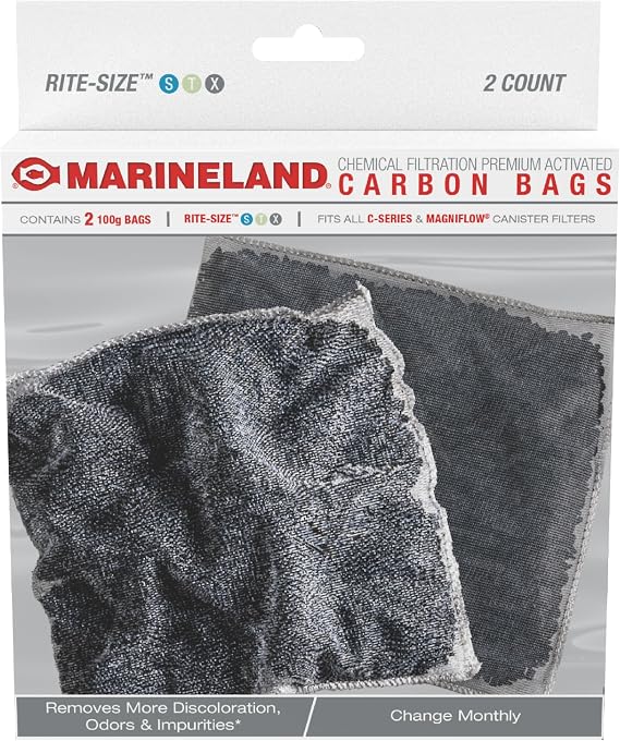Marineland Carbon Bags Rite-Size S/T/X Filter Media for Aquariums, 2 Count