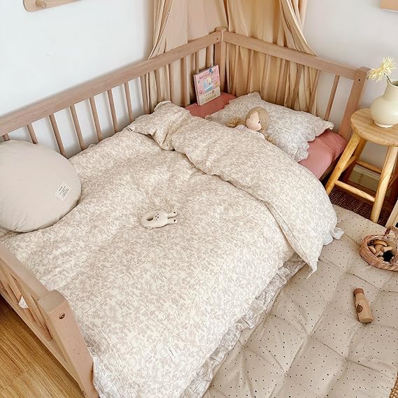 BuLuTu Muslin Duvet Cover Set for Kids Toddler Girls Boys - 1 Duvet Cover and 1 Pillow Case, Bunny Print