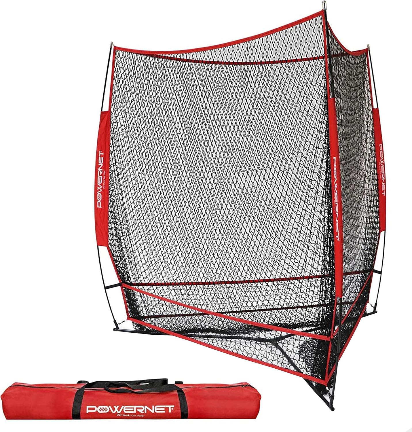 PowerNet Triple Threat Baseball Net, 3 Way 7' x 7' Batting, Hitting & Pitching Net Covers 147 Sq Ft, Softball Baseball Training Equipment, Baseball Practice Net