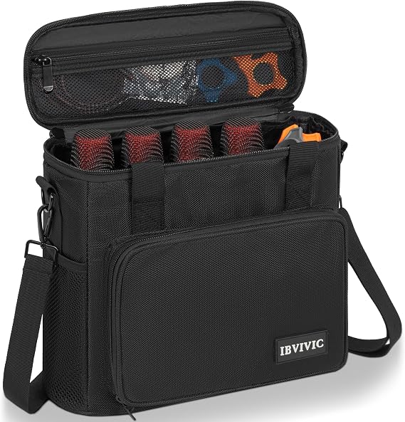 IBVIVIC 4 Slots Wireless Microphone Case with Foam, Microphone Carry Bag | Mic Storage Travel Bag with Shoulder Strap for Singing, Karaoke, Party