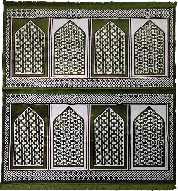 Modefa Muslim Prayer Rug - Multi Person Praying Carpet - 8 Person, Green #2