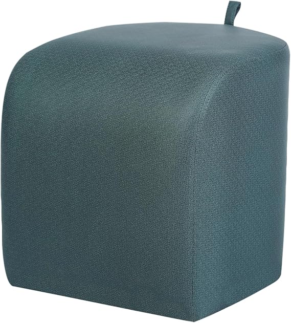 Modern Ottoman Footstool, Small Upholstered Technical Fabric Vanity Foot Rest Stool, Pouf Seat for Living Room, Bedroom, Blue