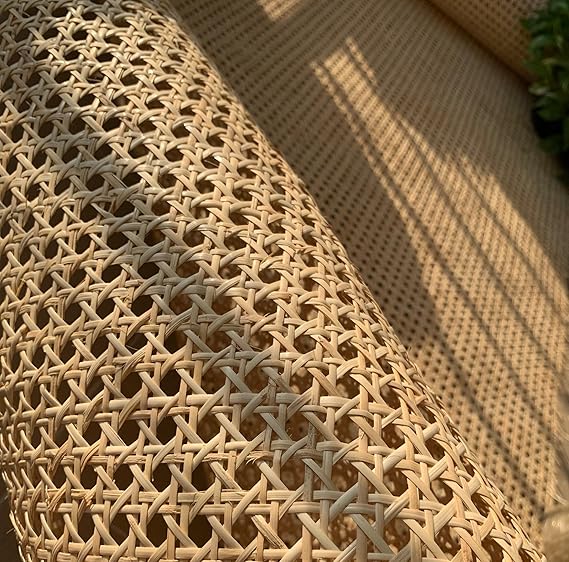 Rattan Roll 35 x 150cm (14inch x 5ft) Natural Cane Webbing, Rattan Sheet, Large Size Caning Material Supplies Weave Cane Webbing Roll for Furniture Caning Projects Mesh Panels Chair Cabinet Ceiling