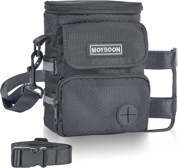 Dog Training Treat Pouch with Waist Belt & Shoulder Strap - Adjustable 3-Way Wear Waterproof Dog Walking Bag - Multi-Pocket Fanny Pack for Treats, Poop Bags & Accessories