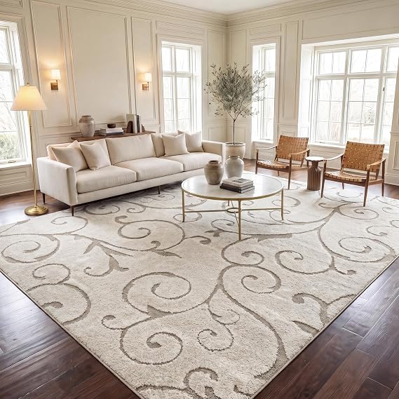 SAFAVIEH Florida Shag Rug 11'x15', Soft Plush Cream & Beige SG455-1113
