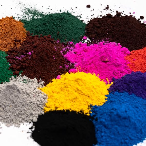 12 Colors Iron Oxide Powder, Concrete Dye Colors Pigments- Iron Oxide Synthetic Pigment Powdered Dye Colorant Mix in Color Concrete,Cement,Brick,Paint Coloring