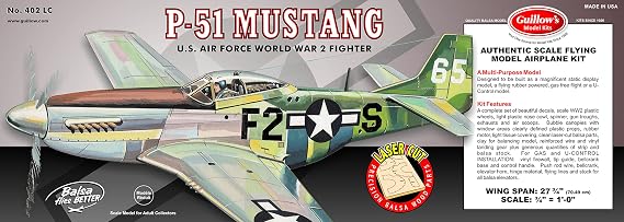 Guillow's P-51 Mustang U.S. Air Force WWII Fighter - Model Kit