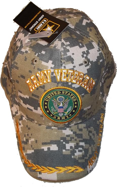 United States Army Veteran Camo Embroidered Baseball Cap USA Vet Seal Hat
