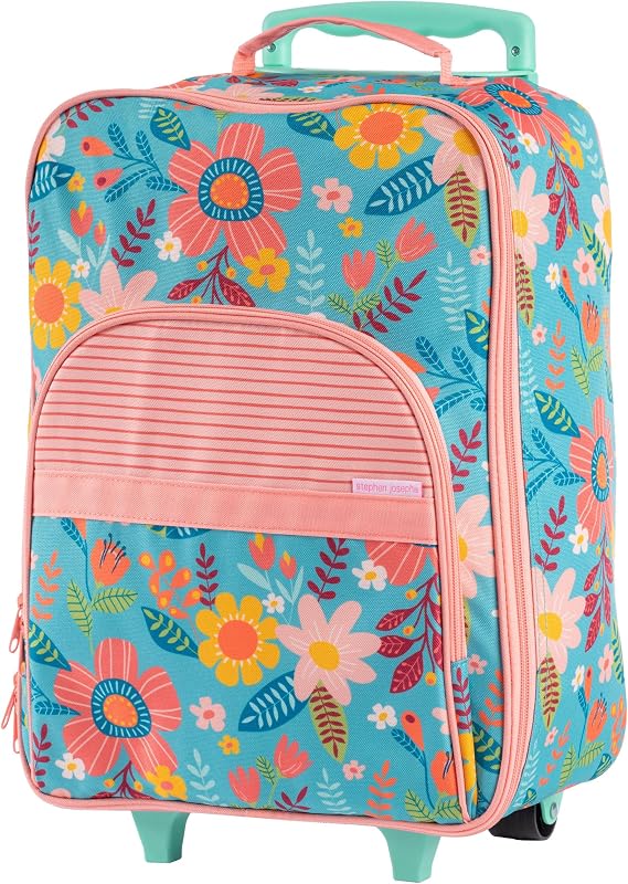 Stephen Joseph Kids' Rolling Carry-On Luggage, Turquoise Floral