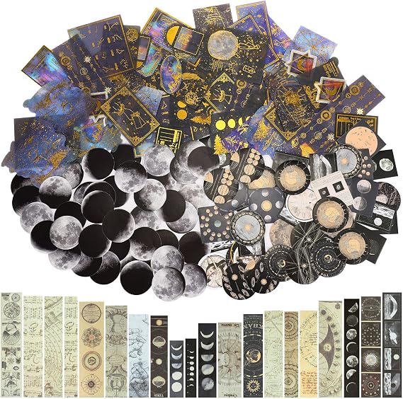 Marspark 191 Pcs Astronomy Space Stickers Moon Phase Zodiac, Classic