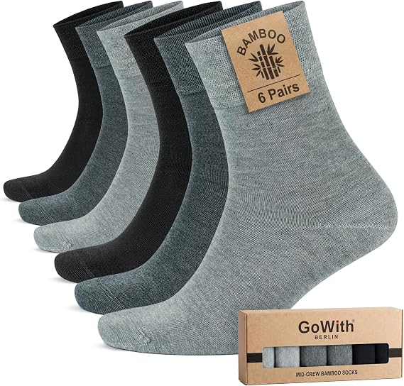 GoWith 6'lı Bambu Premium Siyah - Renkli Dikişsiz Kutulu Nefes Alabilir Klasik Erkek - Kadın Çorap 3560
