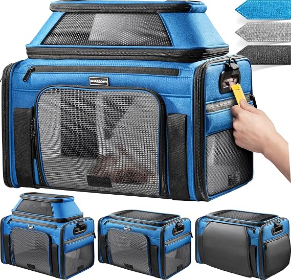 Top-Expandable Pet Carrier with Treat & Pet Window,18x13x9.5