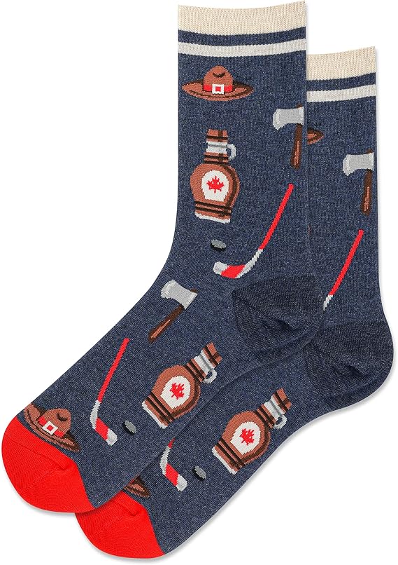 Hot Sox Women's Canada Crew Socks 1 Pair, Denim Heather, Women's 9-11 Shoe