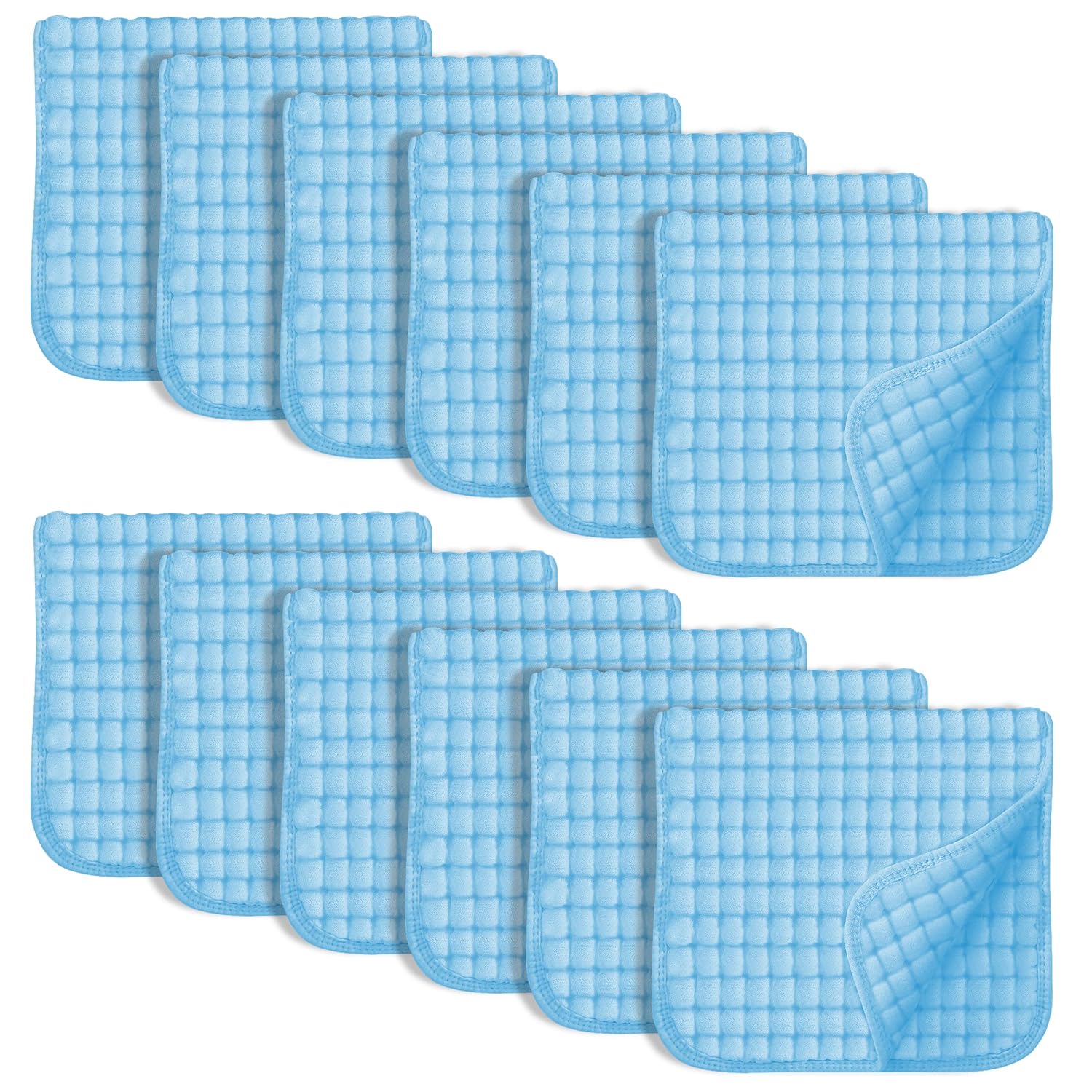 SWEET DOLPHIN 12 Pack Muslin Burp Cloths Large 100% Cotton Hand Washcloths for Baby - Baby Essentials Extra Absorbent and Soft Boys & Girls Milk Spit Up Rags for Newborn Registry- Aquamarine, 20 X10"