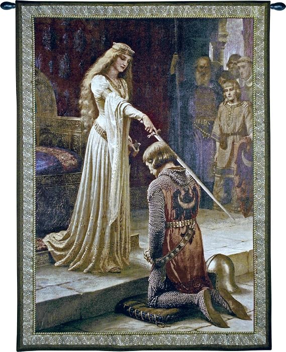 The Accolade by Edmund Blair Leighton | Woven Tapestry Wall Art Hanging | Medieval Knight Ceremony | 100% Cotton USA Size 71x52