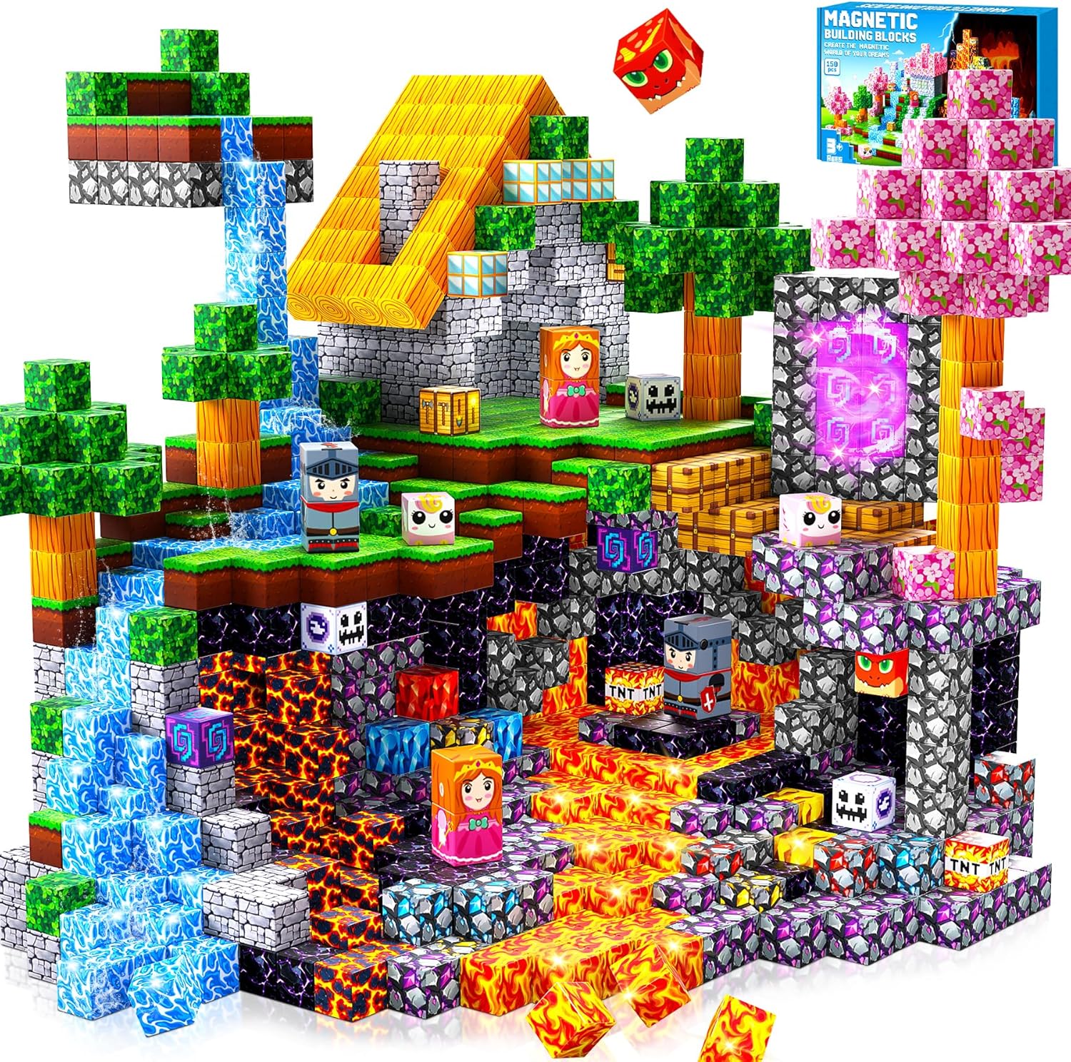 Magnetic Blocks-150 PCS Magnetic Building Blocks, Building & Learning Construction Toys for Montessori Birthday Gifts, Sensory Toys for Boys Girls Age 3 4 5 6 7 8 9 10