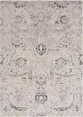 Hauteloom Obsidian Rustic Farmhouse Traditional Floral Medallion Carpet for Living Room, Bedroom - Boho Vintage Oriental Damask Area Rug - Grey, Black, Light Brown, Cream - 53 x 73 5x7