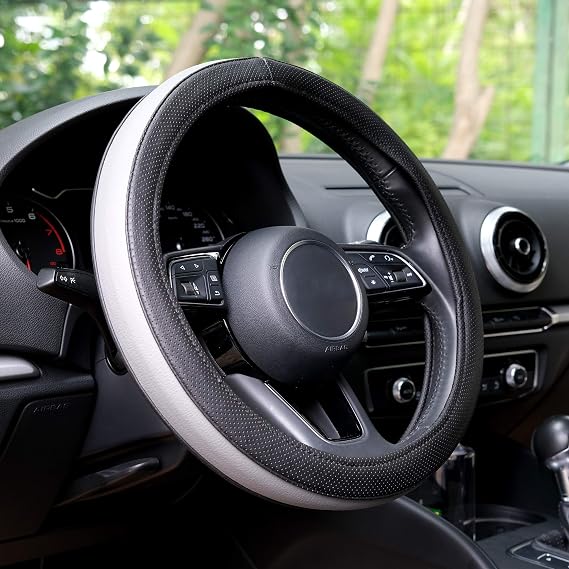 Automix Direksiyon Kılıfı Çember Gri & Siyah | Kaymaz ve Ergonomik Tasarım | Konforlu Sürüş ve Şık Görünüm