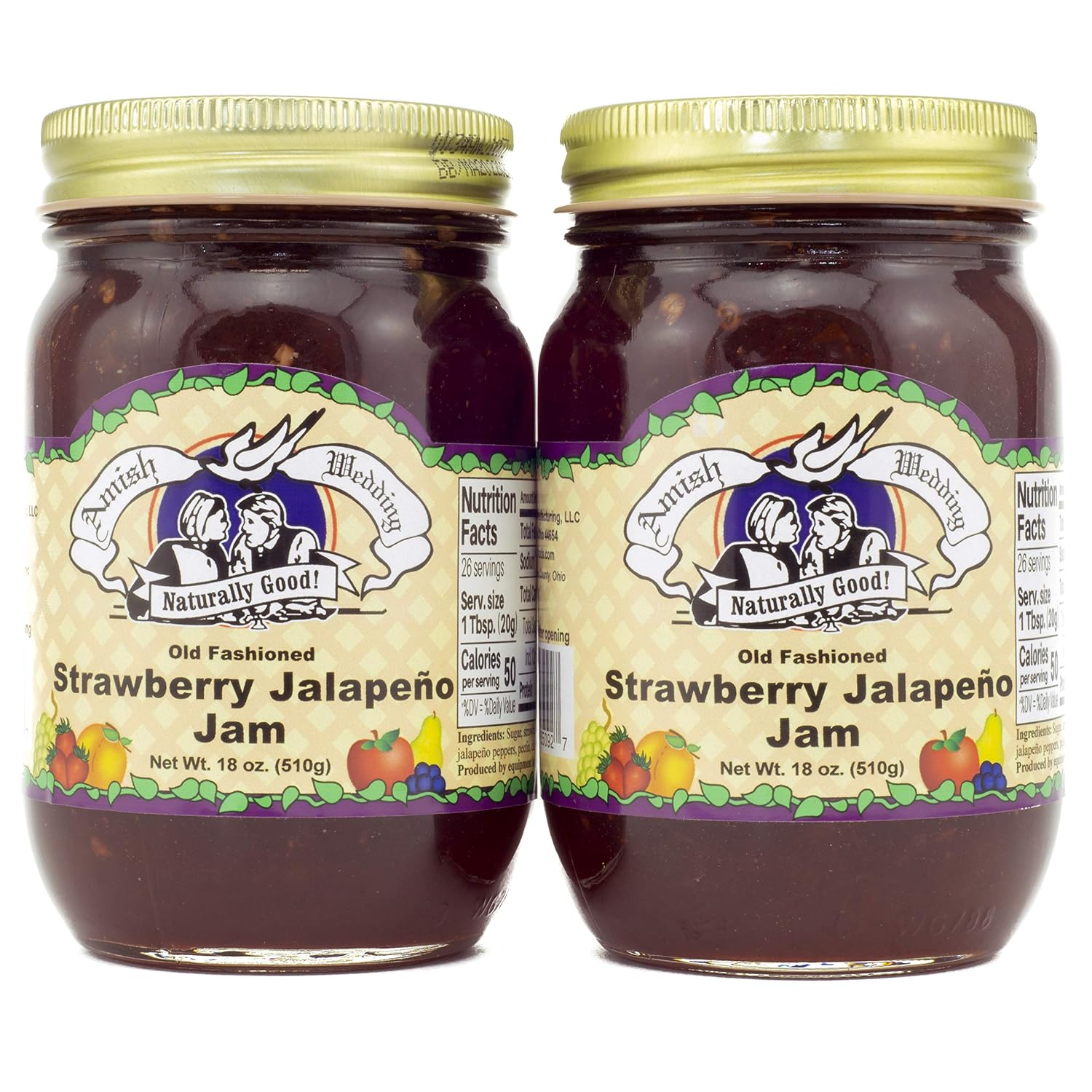 Amish Wedding Strawberry Jalapeno Jam 18oz Pack of 2