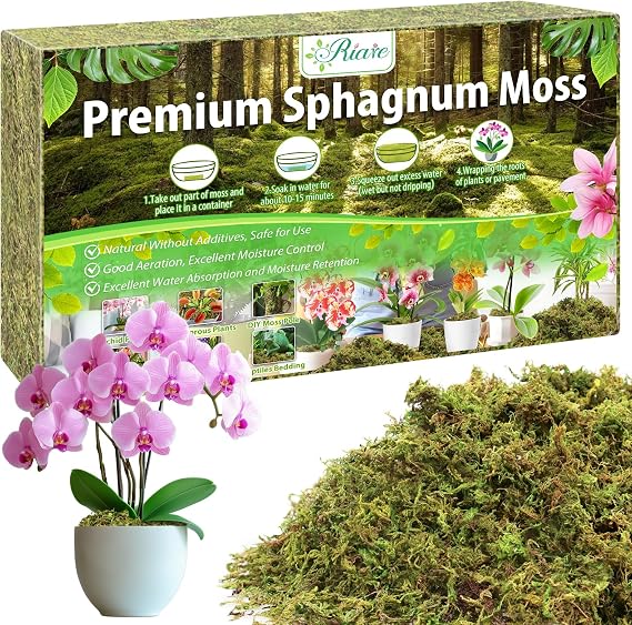 Riare 7OZ Premium Sphagnum Moss for Plants- 10QT Natural Dried Plant Moss