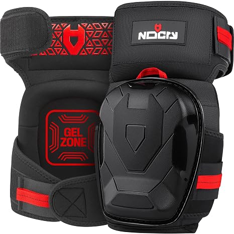 NoCry Professional Work Knee Pads for Men Construction with Ankle Support and Heavy Duty Anti-Slip Cap - Foam Cushion and Extra Thick Gel Knee Pads for Women and Men - Reinforced Thigh & Shin Straps