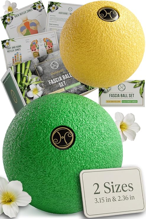 HELDSON EPP Fascia Massage Balls Set [6cm & 8cm] Trigger Point Massage Ball for Back, Feet & Neck Deep Tissue Muscle Release & Myofascial Therapy Lightweight & Firm