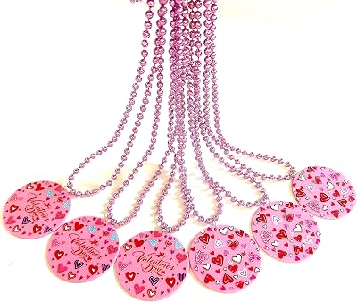 12 Pcs Valentines Day Heart Shaped Beads Necklaces Wedding Love Sweet Necklace Bachelorette Beads Necklaces Party Favors