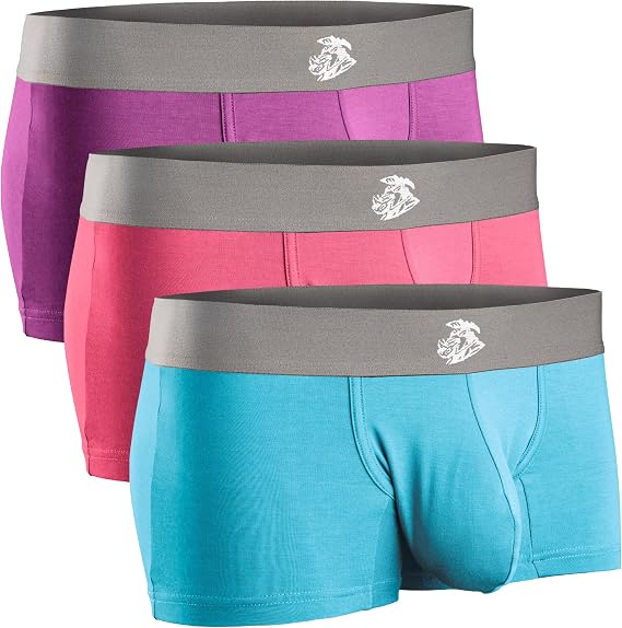 RM Real Men Men's Real Men Boxer Brief Nylon Pouch D 4 Pk (White Black Grey Cyan) Jock Strap