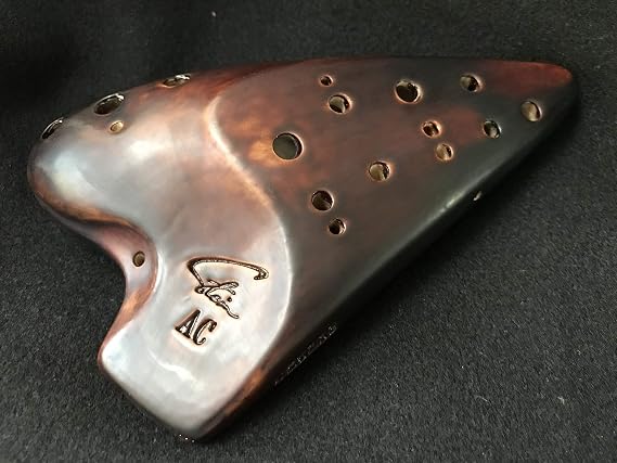 Alto C Double Chamber Straw Fire Ceramic Ocarina - Authenticity Proved by Engraved Identification Code on Each Piece! Linn's Arts Exclusive!