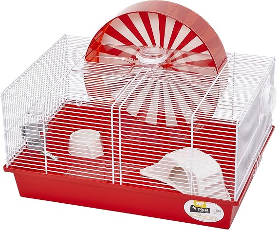 Ferplast "Coney Island Theme Modular Hamster Cage Featuring XXL 11.75-Inch Diameter Exercise Wheel, Includes All Accessories, 19.7L x 13.8W x 9.8H Inches,