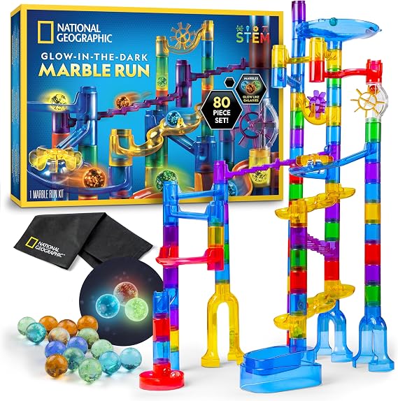 National Geographic Glow in the Dark Glass Marble Mesh Storage Bag Perfect for Girls and Boys Creative STEM Educational Toys
