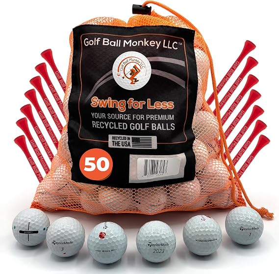 Golf Ball Monkey Recycled Golf Balls Top Brand Mix - 50, 3A White