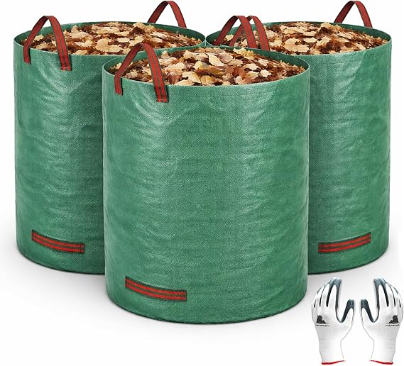 Gardzen 3-Pack 72 Gallons Garden Bag - Reuseable Heavy Duty Gardening Bags, Lawn Pool Garden Leaf Waste Bag