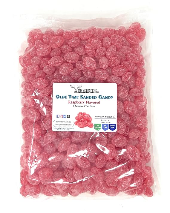 Raspberry, Old Time Sanded Hard Candy, 4 Pounds