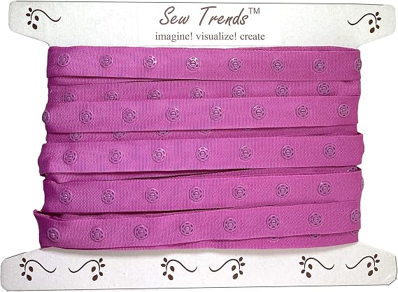 2 Yards Plastic Snap Button Polyester Tape Ribbon Hook & Eye Zipper Popper Press Stud Fastener Baby Crotch Fastening Duvet Sewing Renaissance Dance Costume Drapery lingerie-FUCHSIA MAGENTA PINK-SP18-2