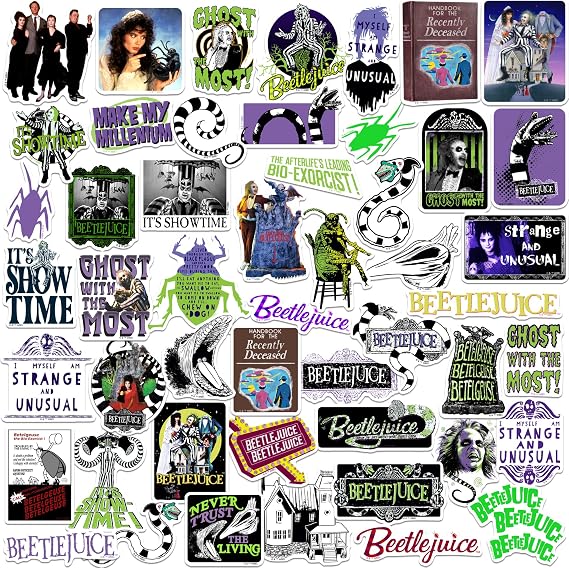 Beetlejuice Variety 50ct Vinyl L Deluxe Stickers, Tablet, Indoor/Outdoor