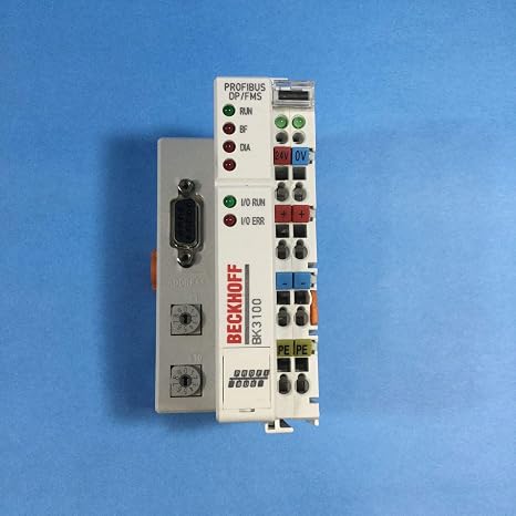 BECKHOFF BK3100 0 to +55 Degree C, 12 MBAUD, 24 VDC, 512 INPUTS/OUTPUTS, for UP to 64 Bus TERMINALS, IP20, PROFIBUS DP/FMS Bus Coupler