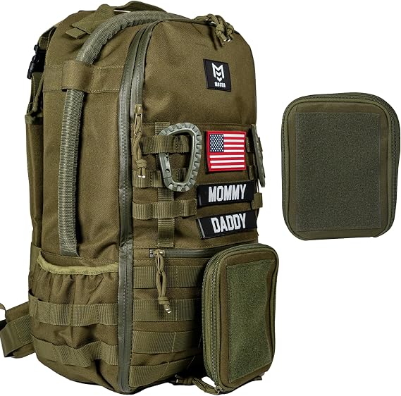 Mossa Diaper Bag Backpack for Dad,Military Style, Men's Backpack with Diaper Changing Mat, with Accessory Purse