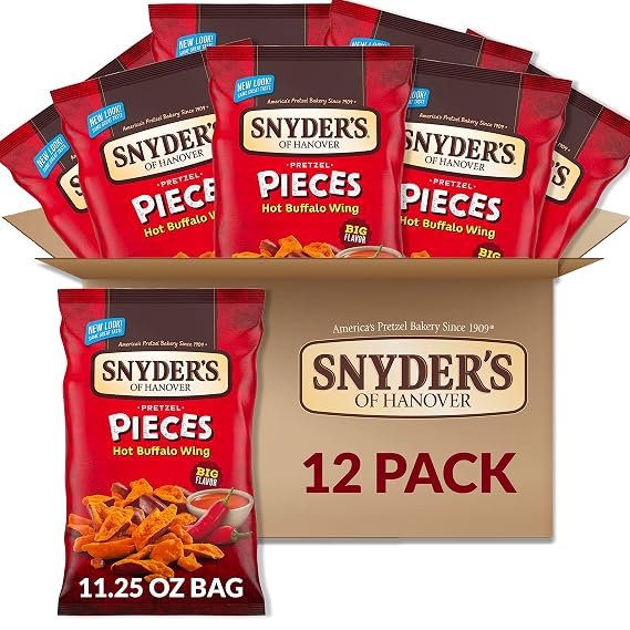 Snyder's of Hanover Pretzel Pieces, Hot Buffalo Wing, 11.25 Oz (Pack of 12)