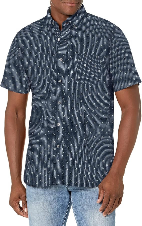 Hickey Freeman Men's Short Sleeve Button Down Regular Fit Shirt